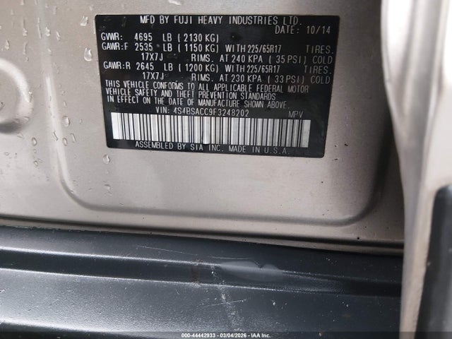 Aukcja sprzedaży 2015 Subaru Outback 2.5i Premium, vin: 4S4BSACC9F3248202, numer aukcji: 44442933