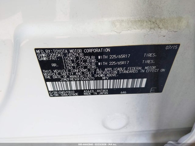 Toyota RAV4 LE 2015 JTMZFREV6FD068075 Image 9