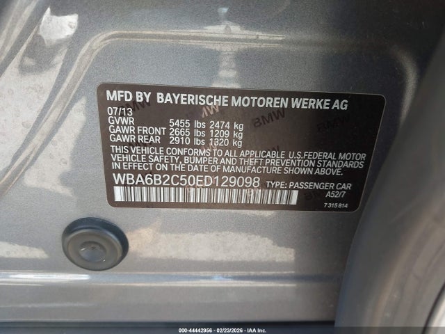 2014 BMW 650I GRAN COUPE WBA6B2C50ED129098 Photo 8