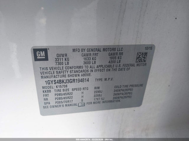 2016 CADILLAC ESCALADE 1GYS4BKJ3GR194814 Photo 8