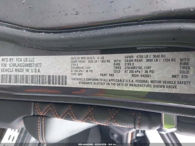 1C4RJKEG6N8571877 Jeep Grand Cherokee L Summit Reserve 4x4
