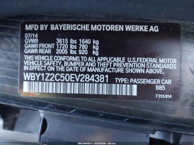 2014 BMW I3 WBY1Z2C50EV284381 Photo 8