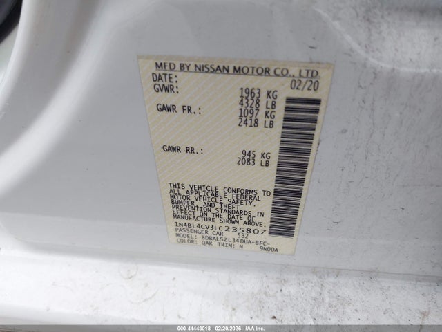 1N4BL4CV3LC235807 Nissan Altima Sr Fwd