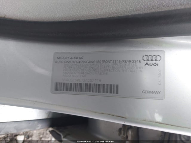 2002 AUDI A4 WAULC58E72A202118 Photo 8