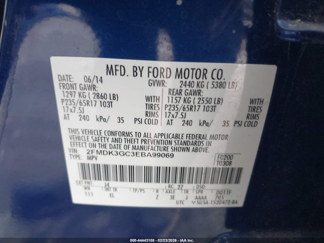 Ford EDGE SE 2014 2FMDK3GC3EBA99069 Image 9