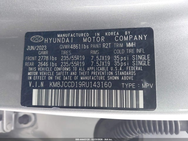 KM8JCCD19RU143160 Hyundai Tucson Hybrid Sel Convenience