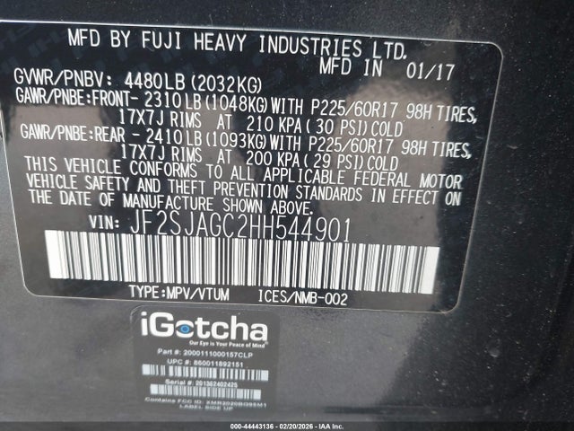 2017 SUBARU FORESTER JF2SJAGC2HH544901 Photo 8