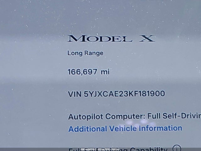 Продаж на аукціоні авто 2019 Tesla Model X 100d/75d/long Range, vin: 5YJXCAE23KF181900, номер лоту: 44443182