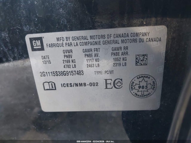 Aukcja sprzedaży 2016 Chevrolet Impala 2lt, vin: 2G1115S38G9157483, numer aukcji: 44443204