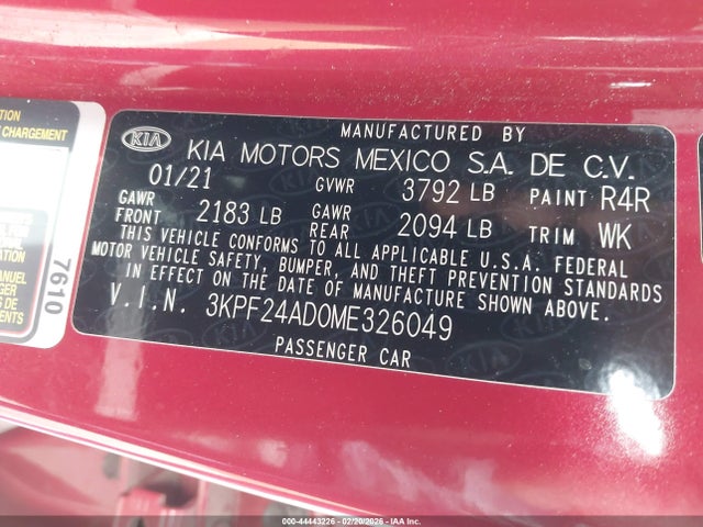 3KPF24AD0ME326049 KIA Forte Lxs