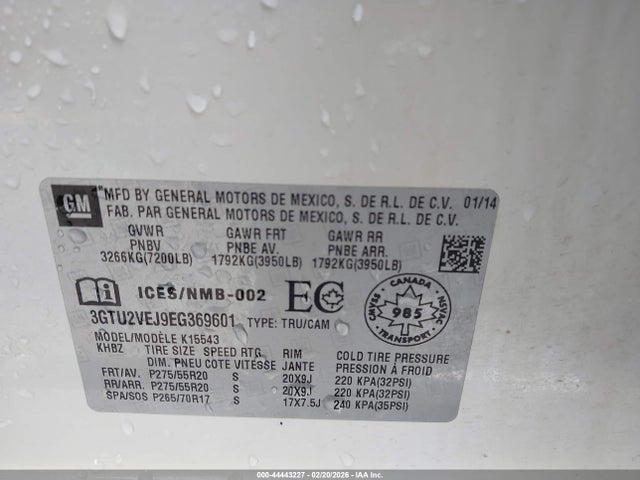 3GTU2VEJ9EG369601 GMC Sierra 1500 Slt