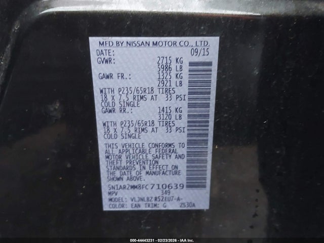 Nissan Pathfinder S 2015 5N1AR2MM8FC710639 Image 9