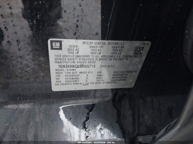 2016 CHEVROLET SUBURBAN 1GNSKHKCXGR402713 Photo 8