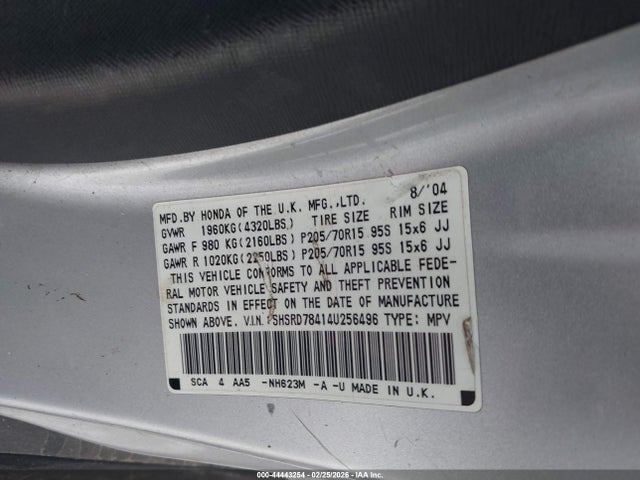 2004 HONDA CR-V SHSRD78414U256496 Photo 8
