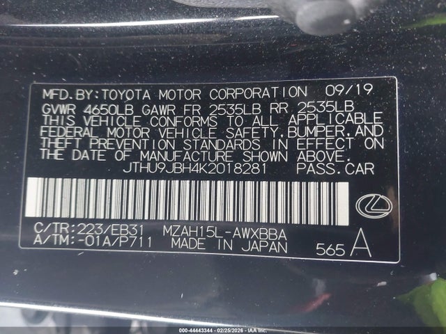 2019 LEXUS UX 250H JTHU9JBH4K2018281 Photo 8