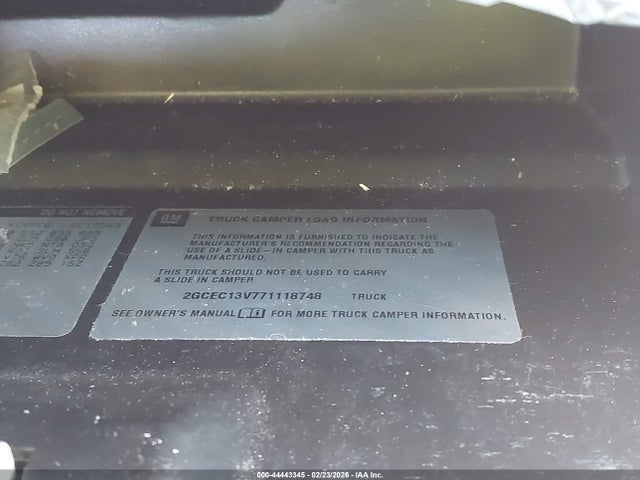Продаж на аукціоні авто 2007 Chevrolet Silverado 1500 Classic Ls, vin: 2GCEC13V771118748, номер лоту: 44443345
