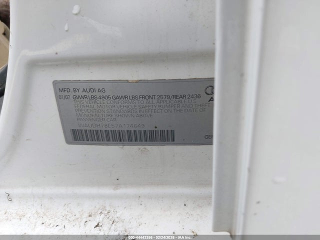 2007 AUDI A4 WAUDH78E57A174649 Photo 8