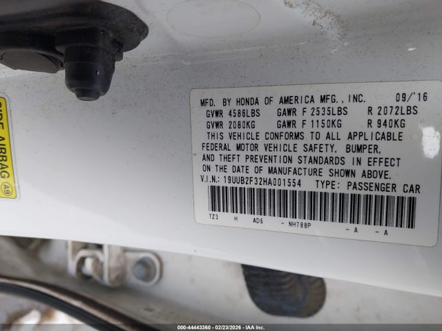 44443360 :رقم المزاد ، 19UUB2F32HA001554 vin ، 2017 Acura Tlx V6 مزاد بيع