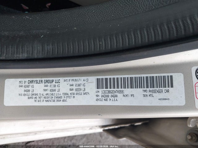 Aukcja sprzedaży 2013 Chrysler 200 Touring, vin: 1C3CCBBG2DN703591, numer aukcji: 44443366