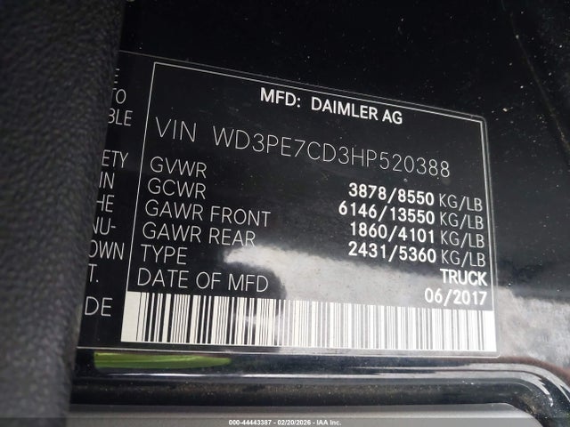 2017 MERCEDES-BENZ SPRINTER 2500 WD3PE7CD3HP520388 Photo 8
