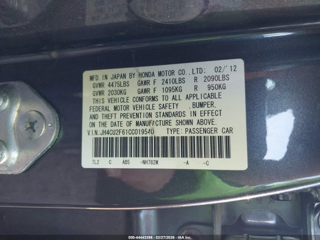 Aukcja sprzedaży 2012 Acura Tsx 2.4, vin: JH4CU2F61CC019540, numer aukcji: 44443396