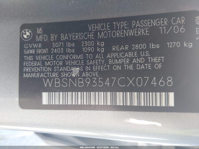 2007 BMW M5 WBSNB93547CX07468 Photo 8