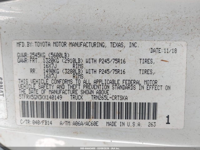 2019 TOYOTA TACOMA 5TFRX5GN3KX140149 Photo 8