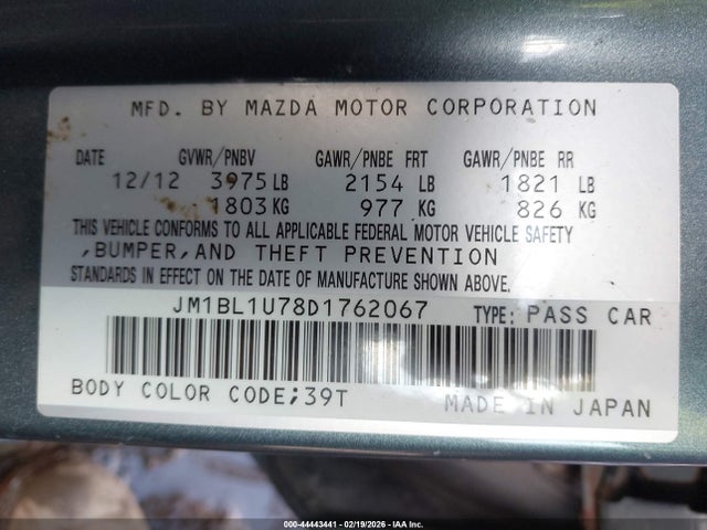 2013 MAZDA MAZDA3 JM1BL1U78D1762067 Photo 8