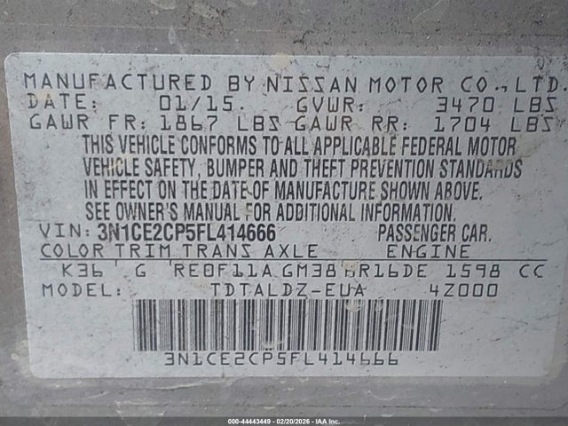 Nissan Versa Note Sv 2015 3N1CE2CP5FL414666 Image 9