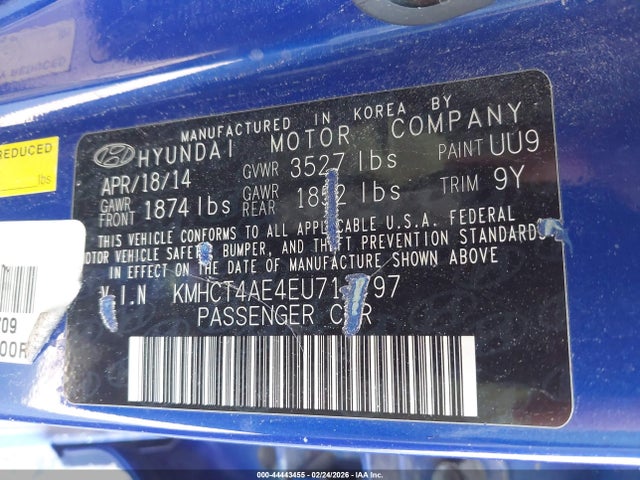 KMHCT4AE4EU711797 Hyundai ACCENT GLS