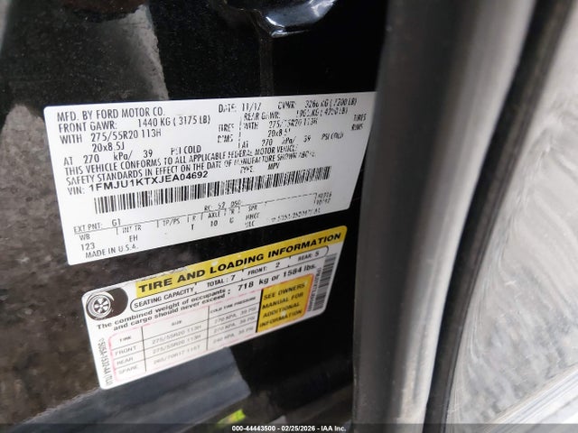 Продажа на аукционе авто 2018 Ford Expedition Limited, vin: 1FMJU1KTXJEA04692, номер лота: 44443500