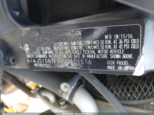 Suzuki GSX-R600 2017 JS1GN7FA8H2101516 Image 10