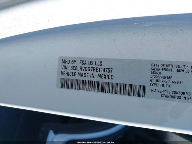 Продаж на аукціоні авто 2024 Ram Promaster 2500 Tradesman High Roof 159 Wb W/pass Seat, vin: 3C6LRVDG7RE114757, номер лоту: 44443646