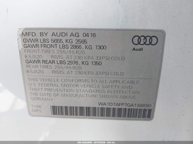 2016 AUDI Q5 WA1D7AFP7GA138690 Photo 8