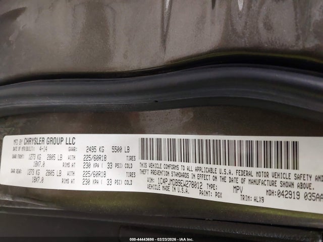 1C4PJMDB9EW278012 Jeep Cherokee Limited