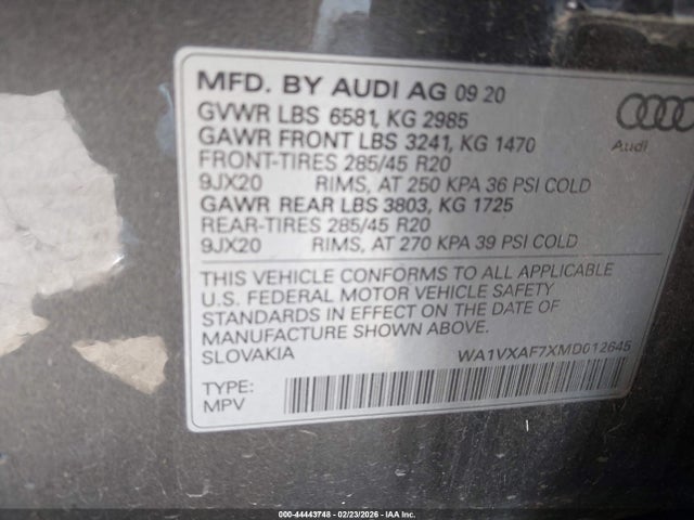Продаж на аукціоні авто 2021 Audi Q7 Prestige 55 Tfsi Quattro Tiptronic, vin: WA1VXAF7XMD012645, номер лоту: 44443748