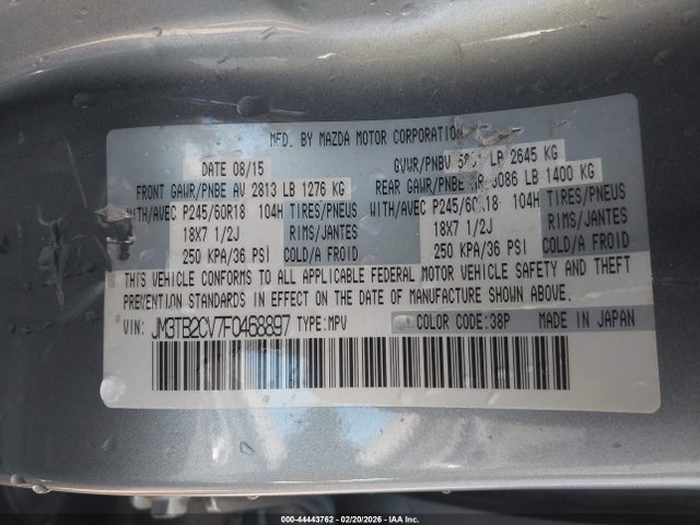 JM3TB2CV7F0468897 Mazda Cx-9 Touring