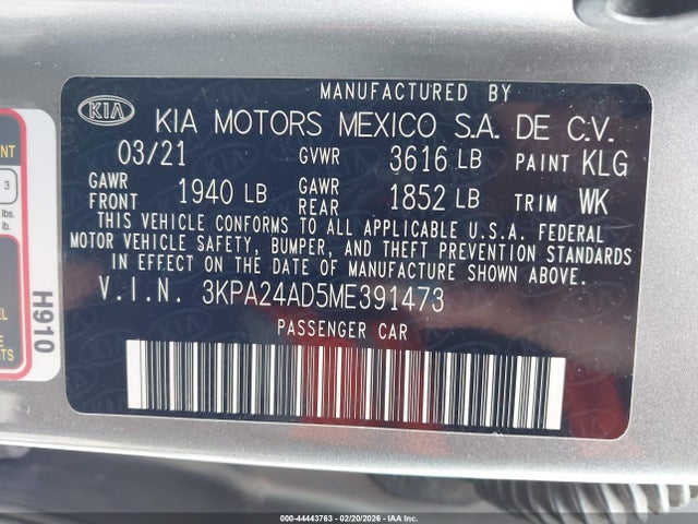 3KPA24AD5ME391473 KIA RIO S