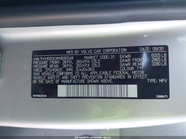 2021 VOLVO XC90 YV4102CKXM1695548 Photo 8