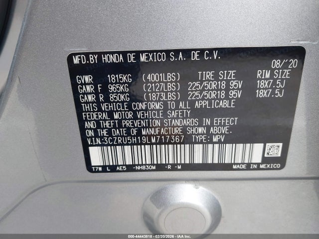 2020 HONDA HR-V 3CZRU5H19LM717367 Photo 8