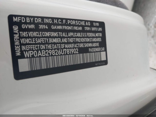 2006 PORSCHE CAYMAN S WP0AB29826U781902 Photo 8