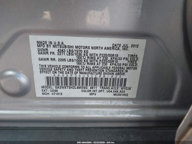 2013 MITSUBISHI OUTLANDER SPORT 4A4AR3AU8DE001024 Photo 8