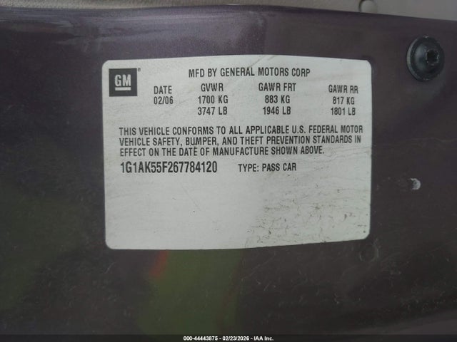 2006 CHEVROLET COBALT 1G1AK55F267784120 Photo 8