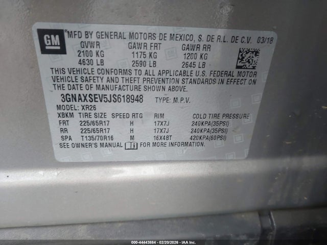 Chevrolet EQUINOX LT 2018 3GNAXSEV5JS618948 Image 9