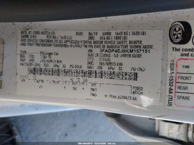 3FADP4EJ9KM157151 Ford FIESTA SE