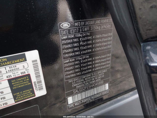 2017 LAND ROVER RANGE ROVER SALGS2FE5HA345899 Photo 8