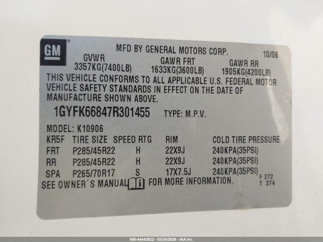 2007 CADILLAC ESCALADE ESV 1GYFK66847R301455 Photo 8