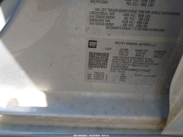 1GCUYDED8NZ170526 Chevrolet Silverado 1500 Ltd 4wd Short Bed Lt