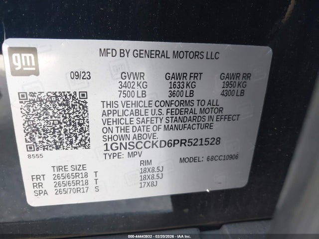 1GNSCCKD6PR521528 Chevrolet Suburban 2wd Lt