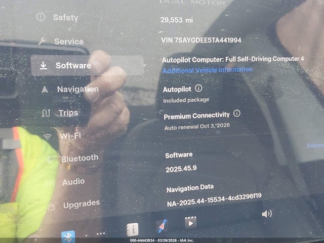 44443934 :رقم المزاد ، 7SAYGDEE5TA441994 vin ، 2026 Tesla Model Y مزاد بيع